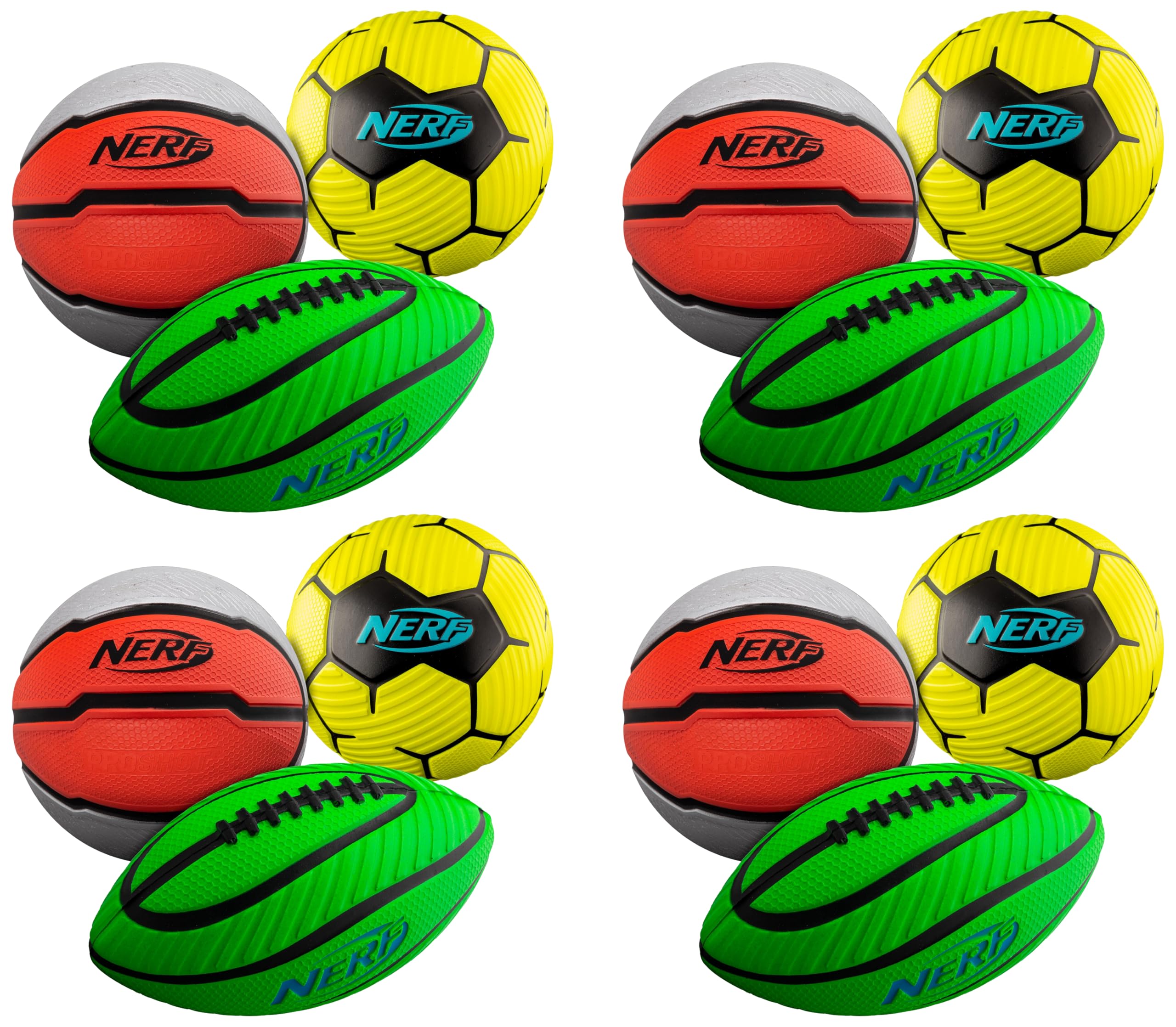 Nerf Franklin Sports Mini Foam Sports Ball Set Green/Orange/Yellow One Size (Pack of 4)