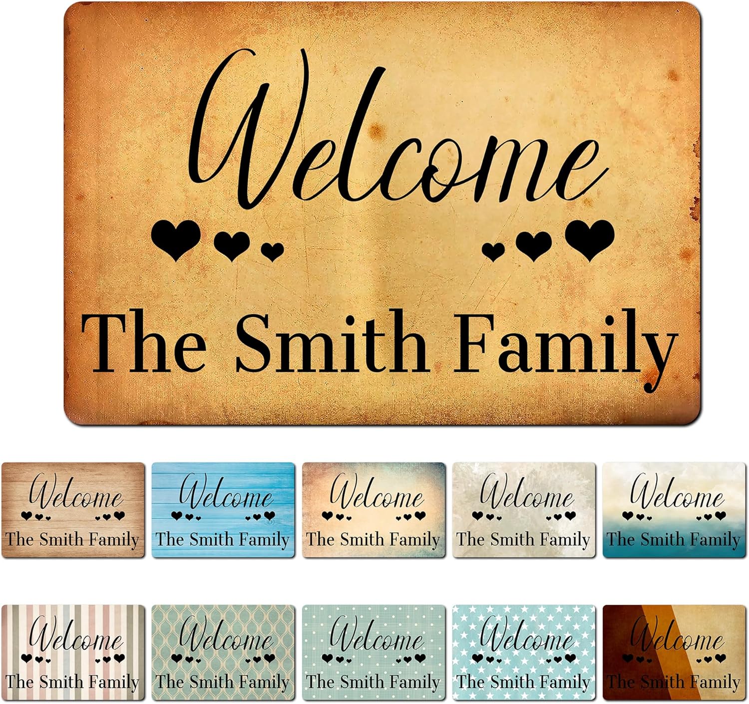D-Story Personalized Door Mat - Custom Welcome Mats for Front Door Custom Family Name Text Funny Indoor Rug Housewarming Gift for Family Non-Slip Rubber Bottom Mat(18"x30")