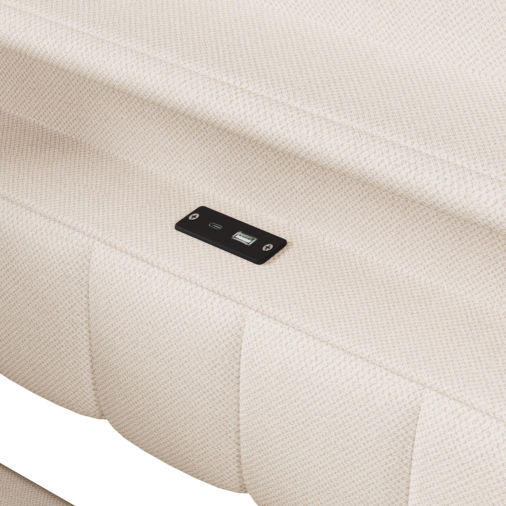 Moimhear Daybett, Hydraulische Lagerungt, Mit USB Typ-C Ladefunktion, Sofabett, Einzelbett, Ohne Matratze, Leinen, minimalistischer Stil (Beige, 90x200cm)