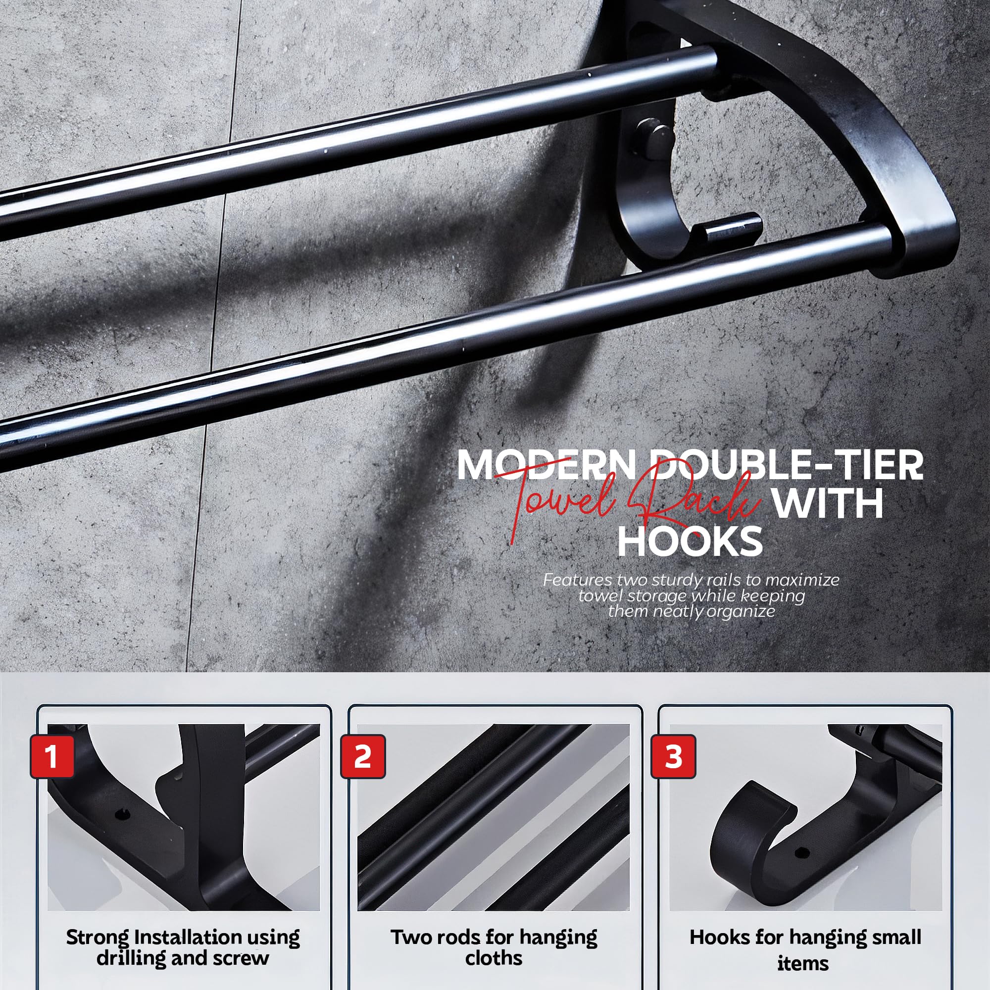 MIORAH Aero Towel Hanger - Space Saving Bathroom Rack -3