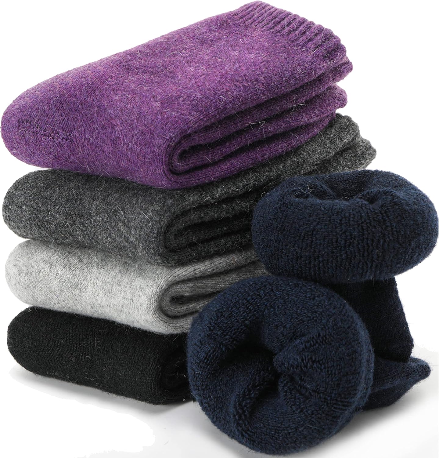 EBMORE Womens Wool Socks Thermal Hiking Winter Boot Warm Thick Cozy Crew Comfy Work Socks for Ladies 5 Pairs