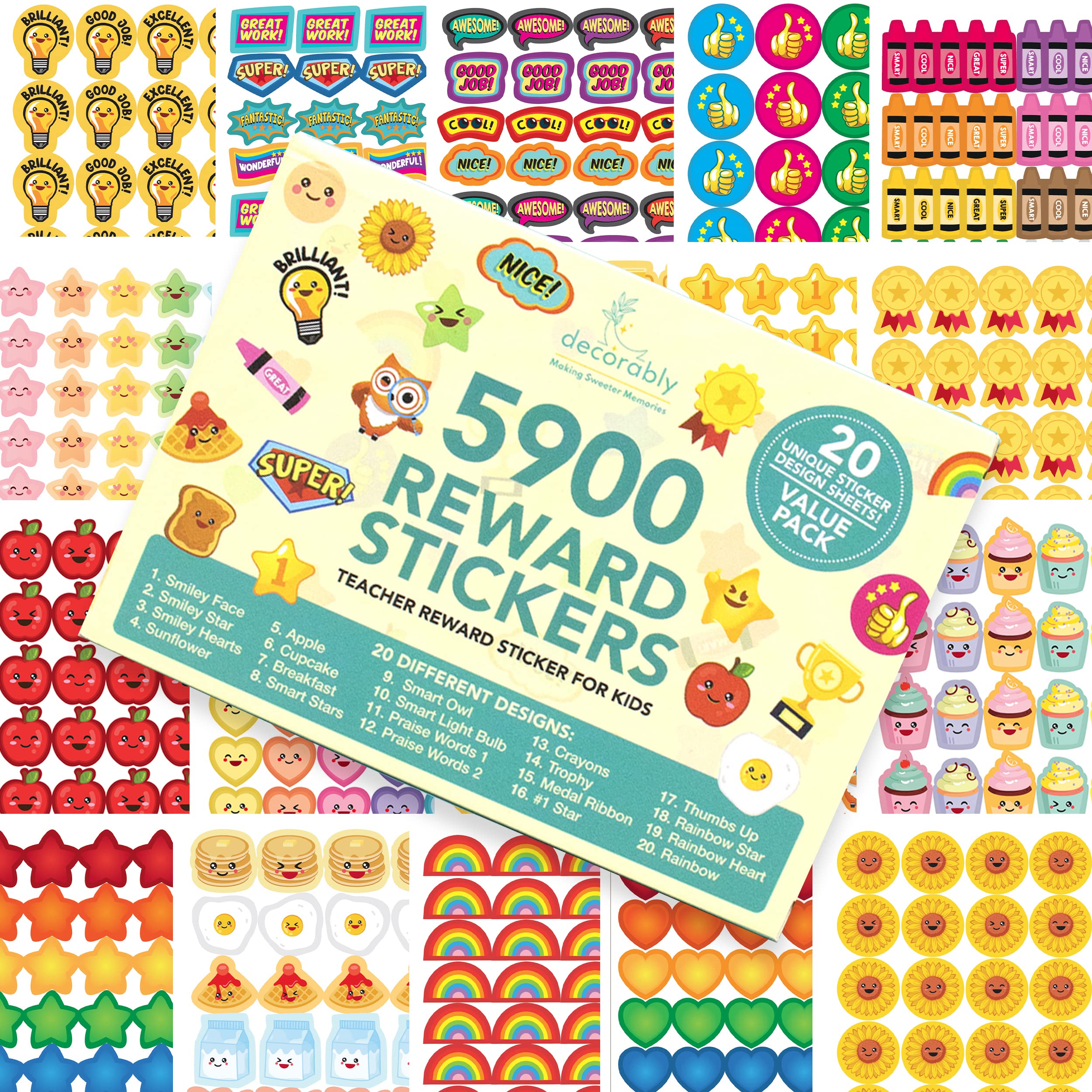 Buy 6492 Tiny Stickers for Kids Classroom 60 Sheets of Reward