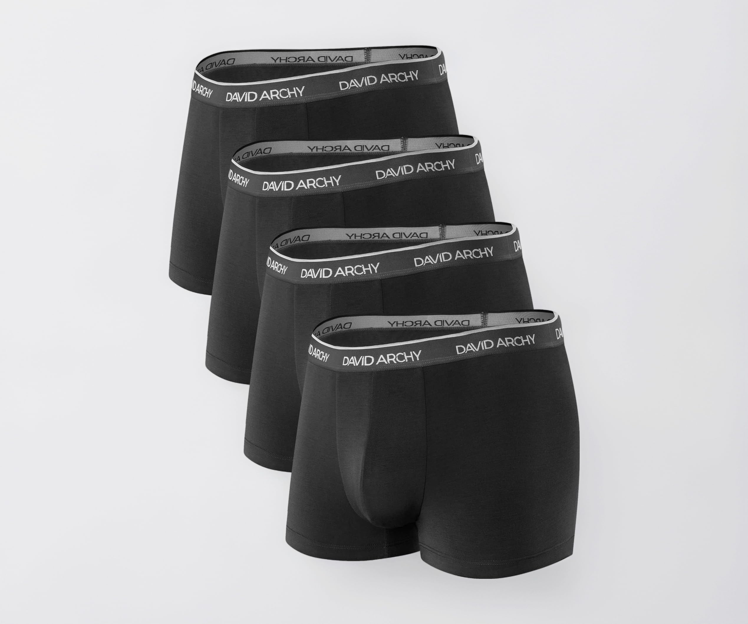 David Archy Men's 4 Pack Ultra Soft and Breathable Bamboo Rayon Trunks (Black,XL)