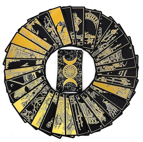 Miniatura 2 de Prophet Baraja de cartas de tarot de lámina dorada, 78 cartas originales juego de adivinación con libro guía para principiantes, cartas de tarot
