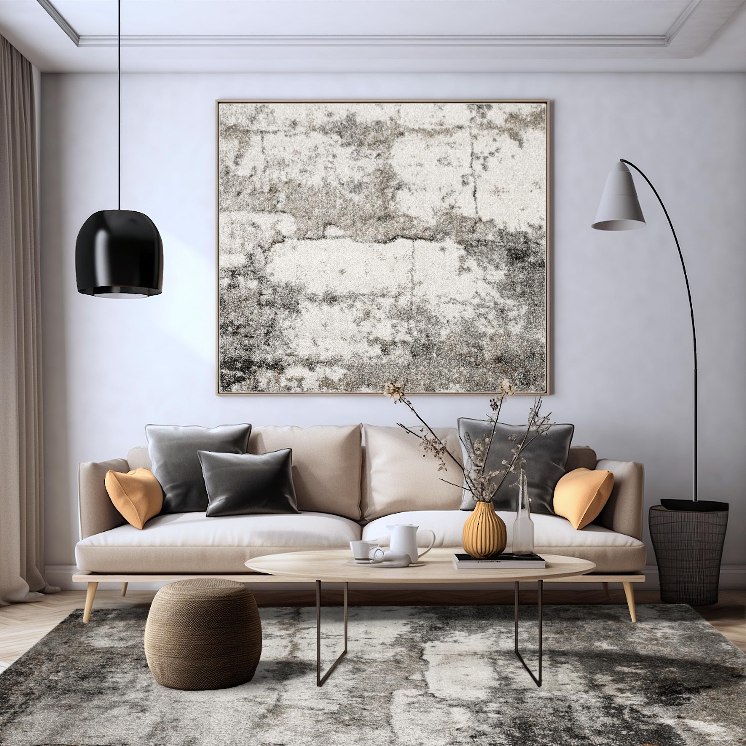 Ponte Moderne Teppiche Wohnzimmer Grau Beton 140x190 cm, Teppich Schlafzimmer, Tepich Waschbarer, Bedroom Carpets, Rug The Carpet Living Room, Area Rugs, Teppiche Gegend Rechteckig, dywan