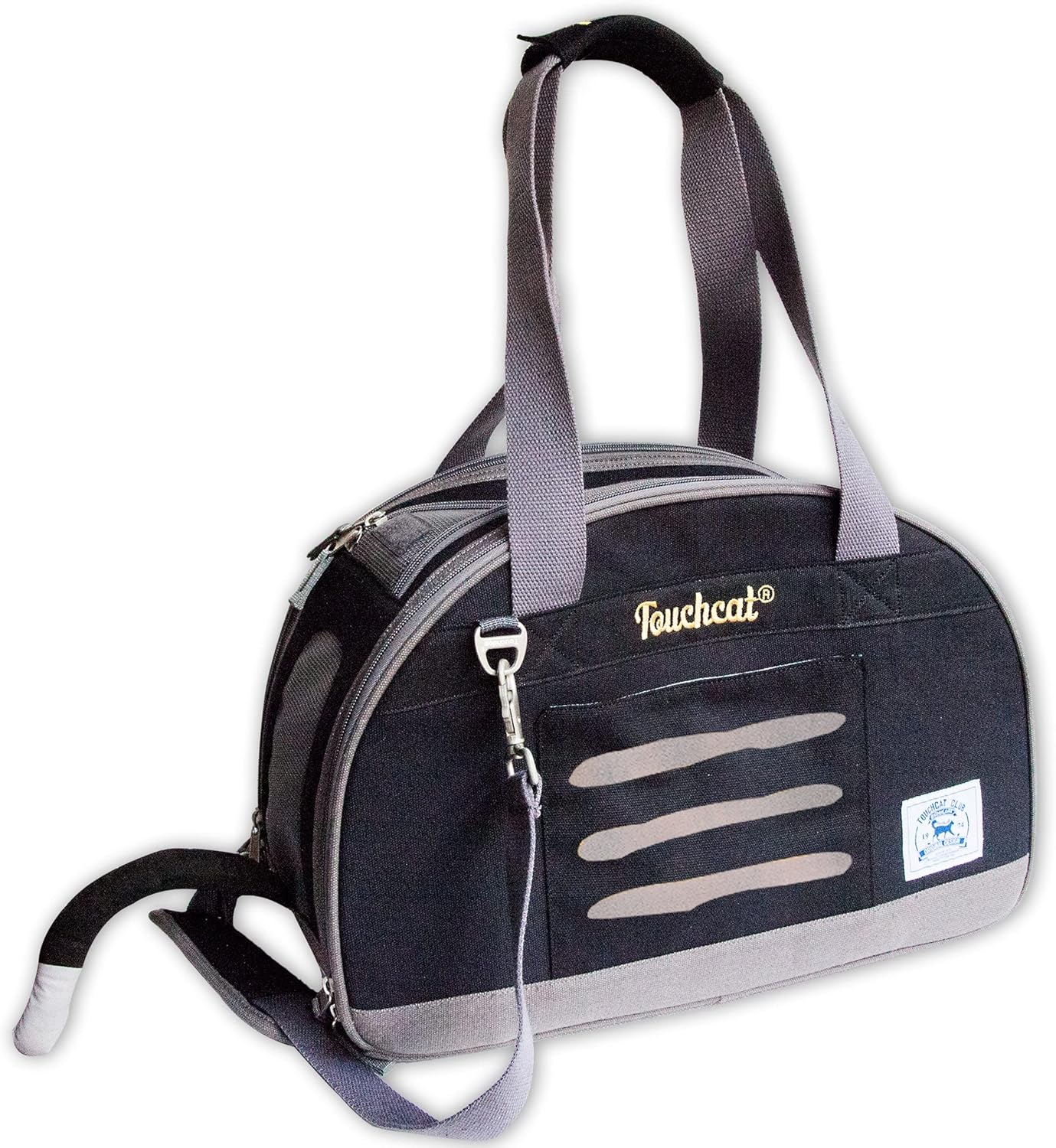 Pet Life ® Touchcat 'Tote-Tails' Designer Airline Approved Folding Travel Cat Carrier - Airline Pet Carrier with Designer Tail and Trims