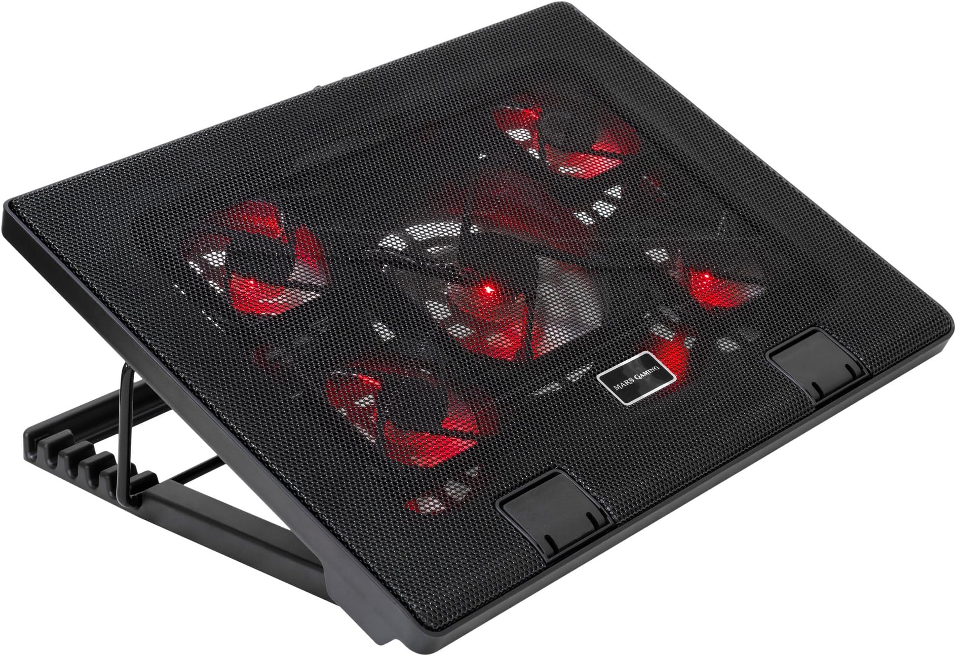 Mars GamingMNBC2 Cooling Base for Gaming Laptops up to 17.35 inches (5 Ultra-Silent Fans, Red LED, 2 x USB 2.0), Black and Red
