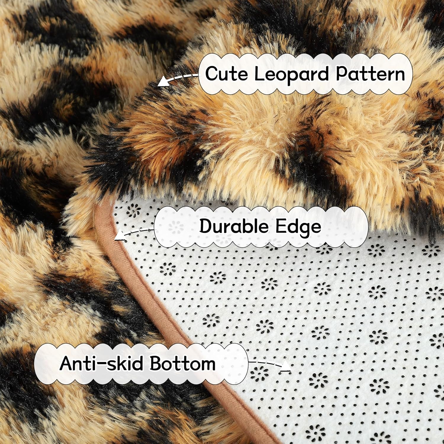 BENRON Soft Leopard Rugs Black and Yellow, 3x5, Fluffy Rugs for Bedroom Living Room Dorm Apartment, Cheetah Print Stuff for Women Girls Room Decor