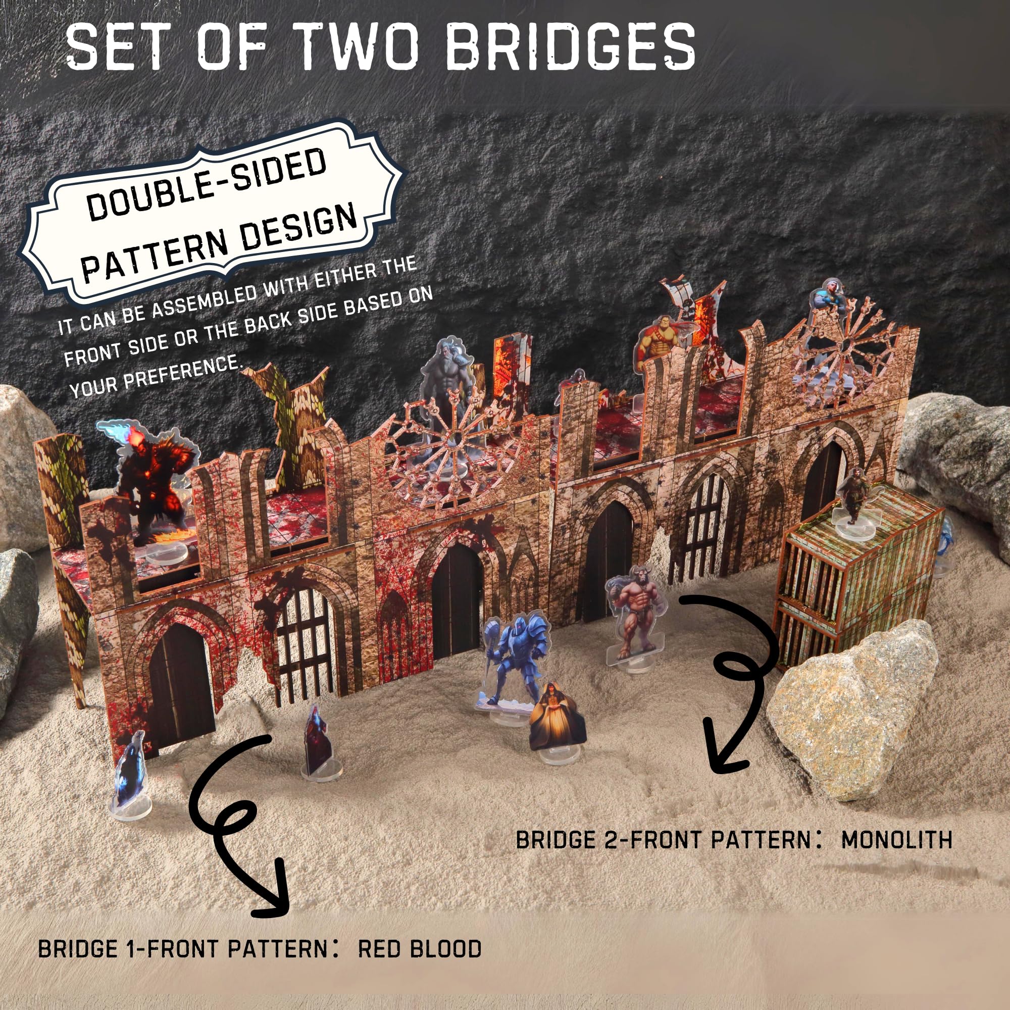 iPEAU Epic 2 Ruined Building Church Bridges Terrain Set for WH40K, DND, Pathfinder, 28mm Miniatures - Image 2