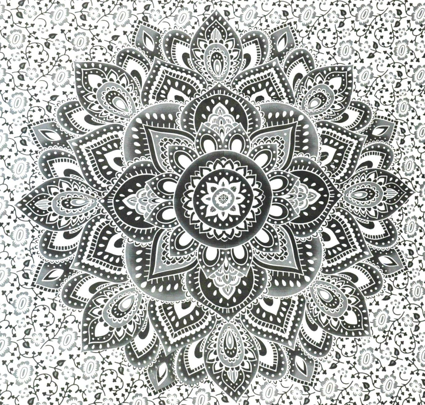 Jaipur Handloom Grey Black Ombre Tapestry Wall Hanging Ombre Bedding, Mandala Tapestry, Dorm Decor Indian Mandala Wall Art Hippie Wall Hanging Bohemian Bedspread