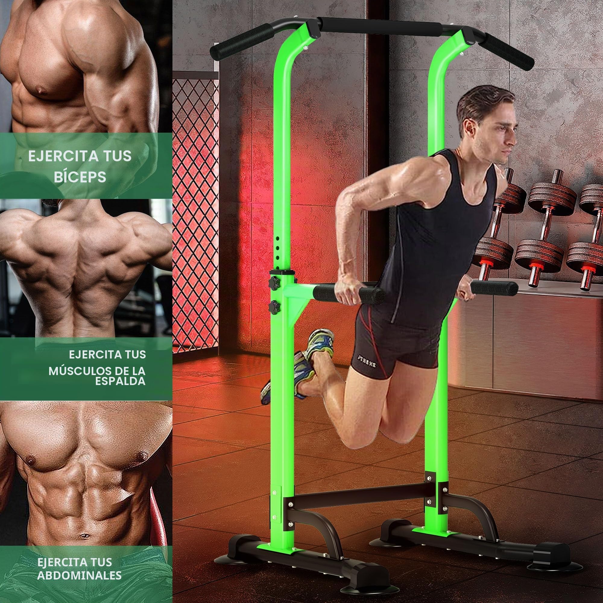 SogesPower Torre de Potencia, Power Tower, con Barra de Dominadas para Gimnasio en Casa, con Altura Ajustable, Equipo de Entrenamiento de Fuerza