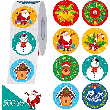 1000 Pcs Christmas Ornament Stickers - 1.5 Inch Snowflake Style Roll Stickers