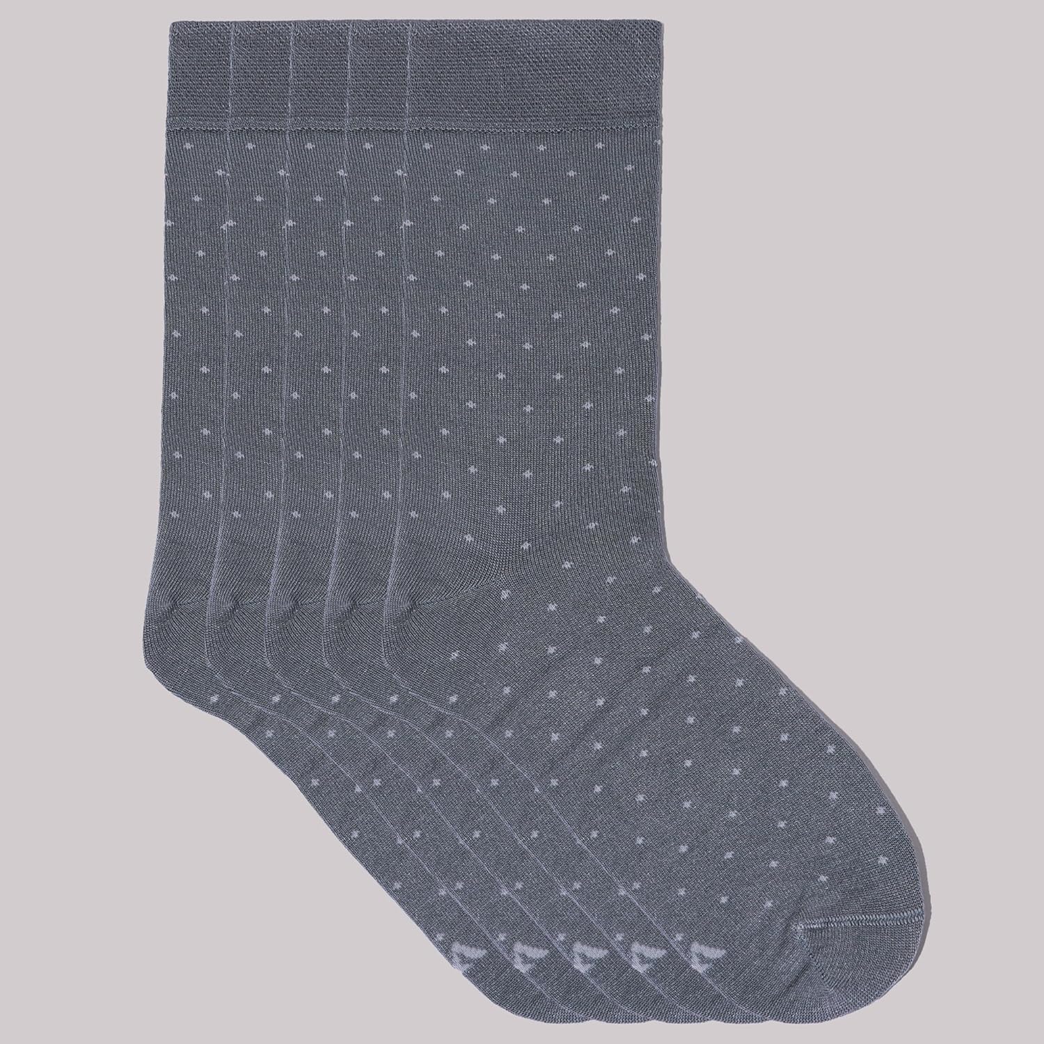 VRD Mens Dress Socks, Bamboo Rayon 5-Pack, Grey Crew Length Mid-Calf Socks for Men Shoe Size 8-13 - Image 4