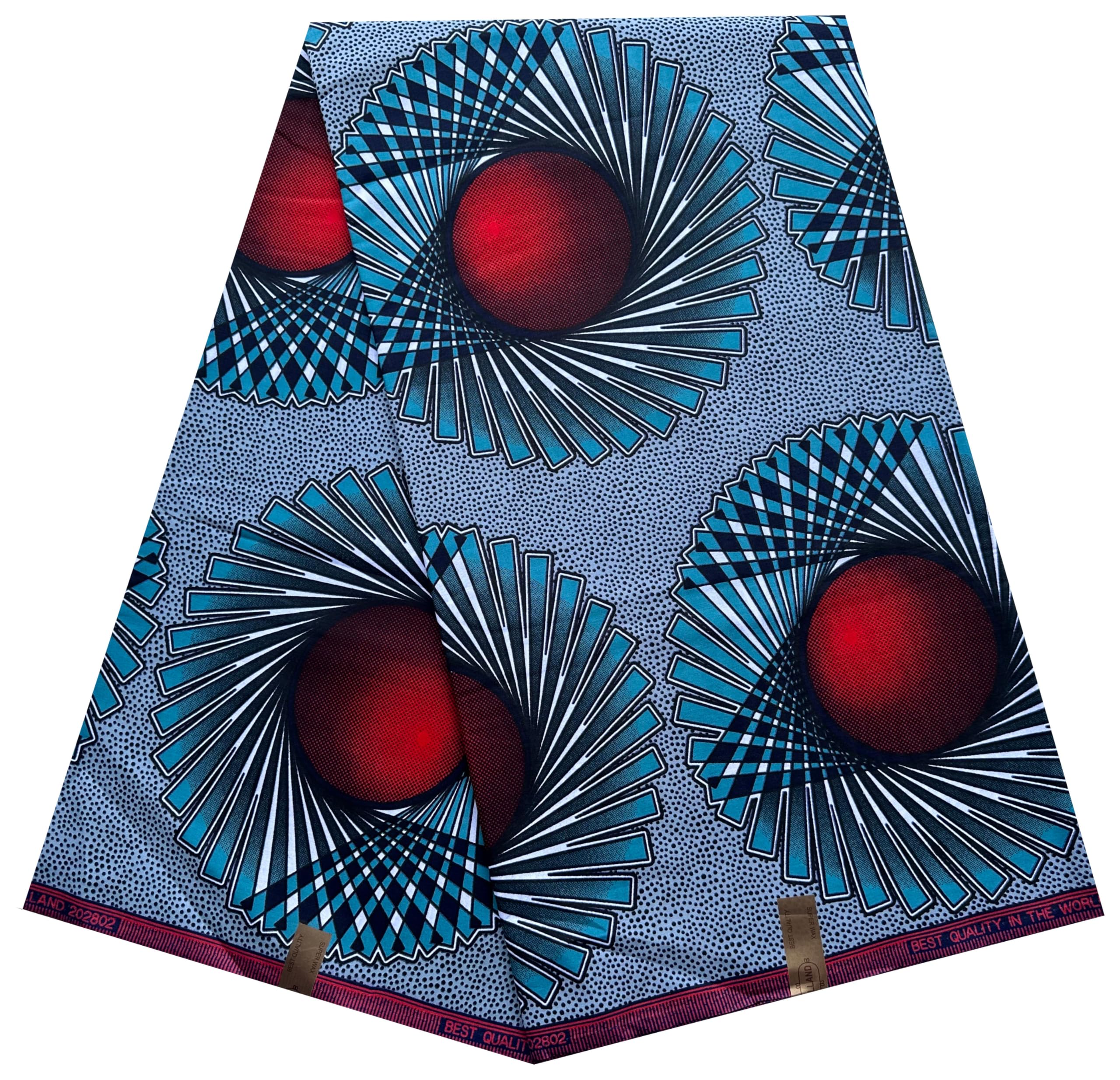 African Wax Print Ankara, 100% Cotton Fabric, 45" Inch Wide, for Making Dress/Quilts/Skirt/Sewing/Crafting Projects, West African Ankara Print, 6 Yards Piece (5.4m Long x 1.2m Wide)