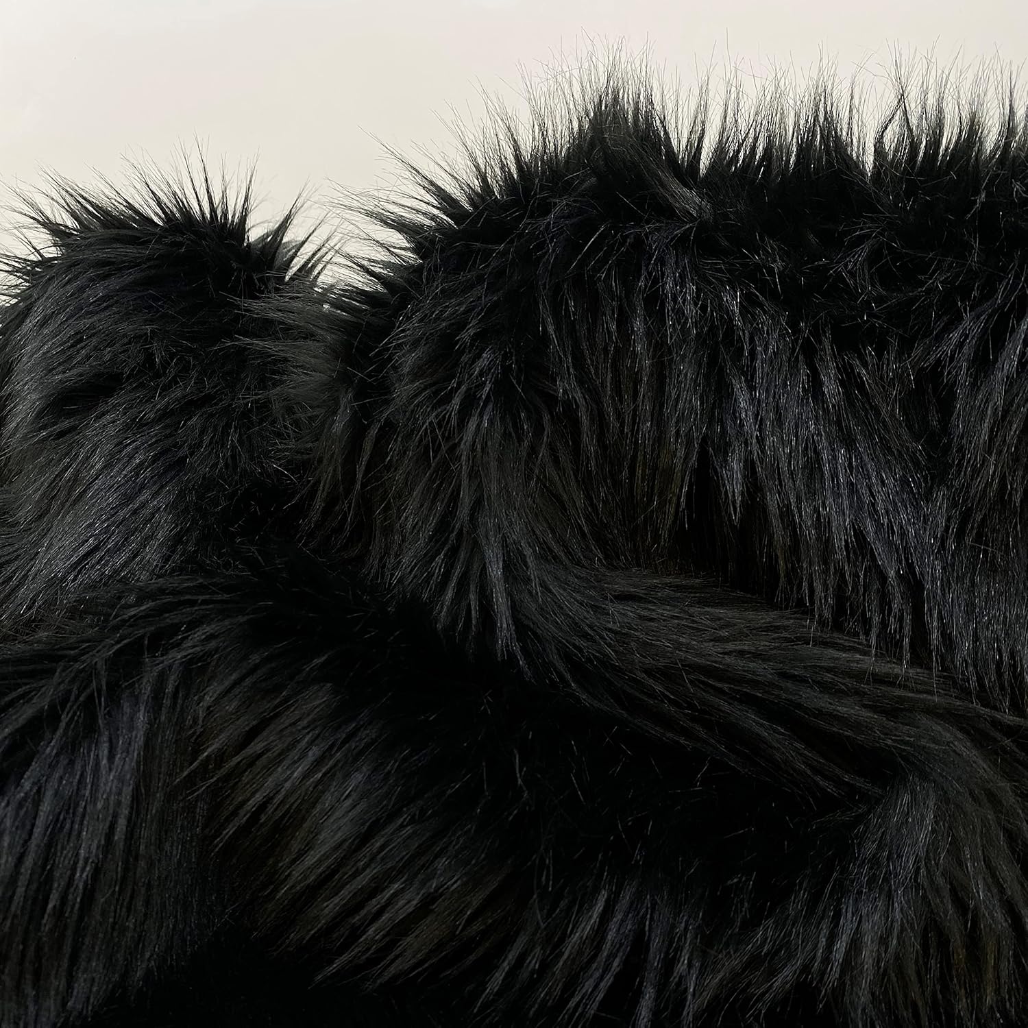 Ice Fabrics Faux Fur Fabric by The Yard - 60 Inches Wide Super Soft and Fluffy Shaggy Mohair Fur Fabric for Costumes, Apparel, Rugs, Pillows, Decorations and More - Black - One Yard