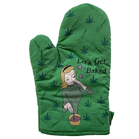 Crazy Dog T-Shirts Let's Get Baked Oven Mitt Funny Marijuana Weed 420 High Kitchen Glove (Oven Mitts)