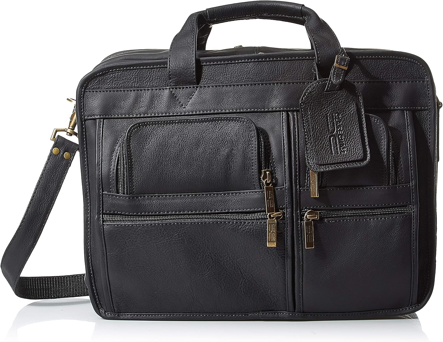 ClaireChase Italian Leather Matte Briefcase, Black, One Size