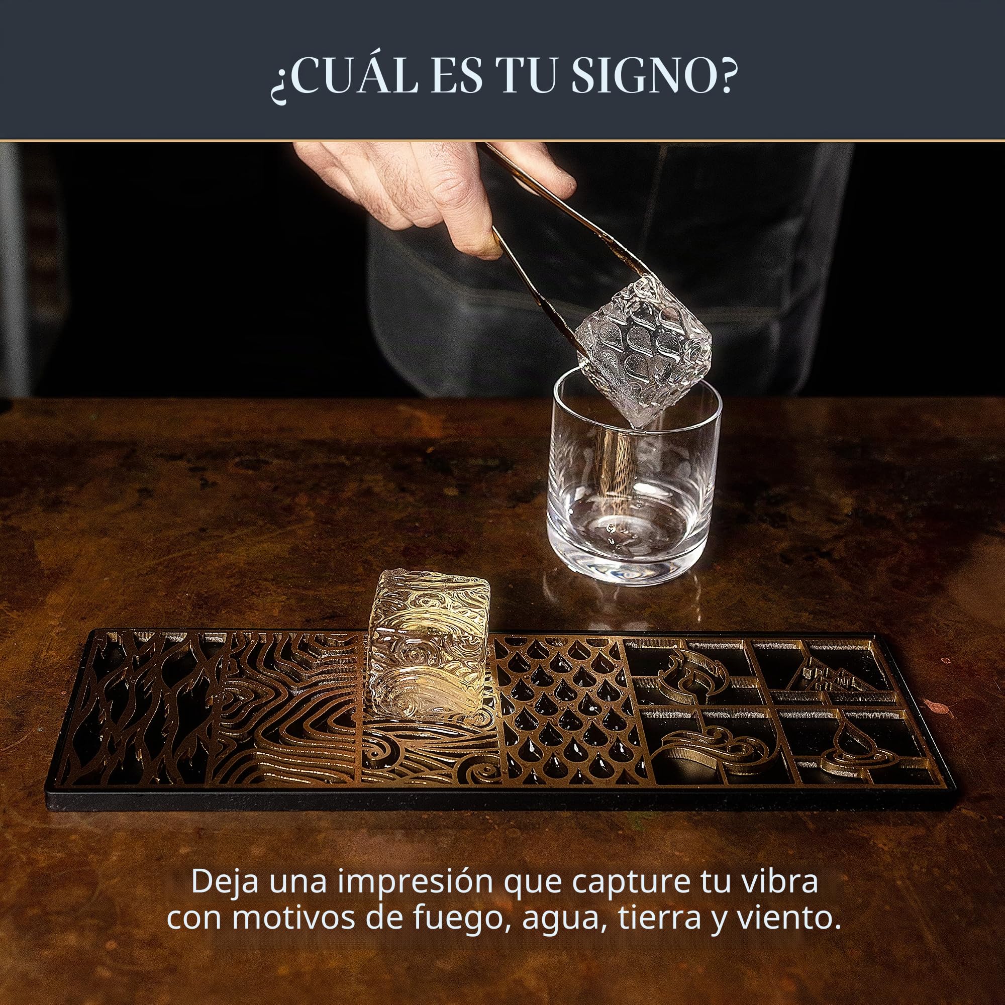 Ash Harbor - Bandeja transparente de diseño para hacer cubitos de hielo, moldes de hielo modernos para bourbon y cócteles en 5 segundos, sello de cubo de molde de whisky, accesorios de camarero