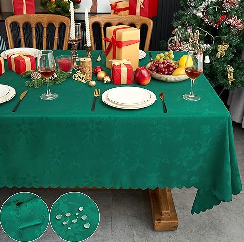 Miniatura 106 de Mantel Redondo Dorado Mantel de Mesa con Patrón de Hojas Borde Festoneado Sedoso Suave Impermeable Lavable 50 Pulgadas Cubierta de Mesa de Tela