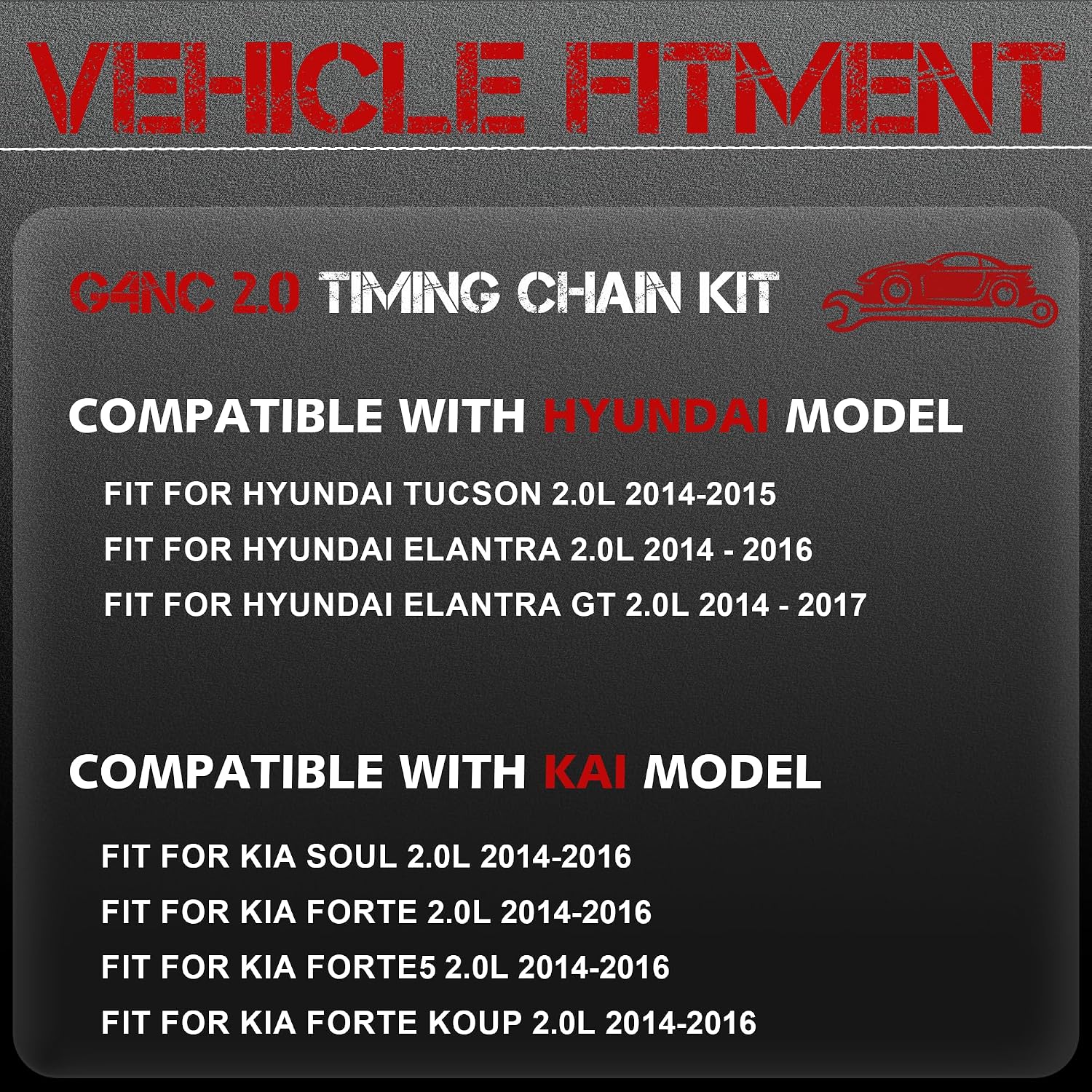 G4NC Timing Chain Kit With CVVT Gears Fit For Hyundai Kia 2.0L 2014-2017 | Fit For Hyundai Elantra Gt Tucson Fit For Kia Forte Koup Soul 2.0L L4 OE#24321-2E200 24410-2E000 24420-2E200 24370-2E200