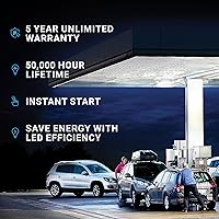 Vista 3 de PARMIDA - Luz LED para toldo, 70 W, regulable, 110-277 VAC, IP65 impermeable, certificación ETL, 5000K, 9.6 x 9.6 pulgadas, gasolinera, iluminación