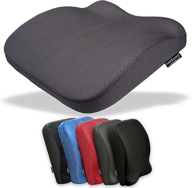 Medipaq® The Memory Foam Contoured 2in1 Seat & Back Cushion  Reduce Back Ache, Improve Posture at Home, Office Chairs, Wheelchair or Car Seats!