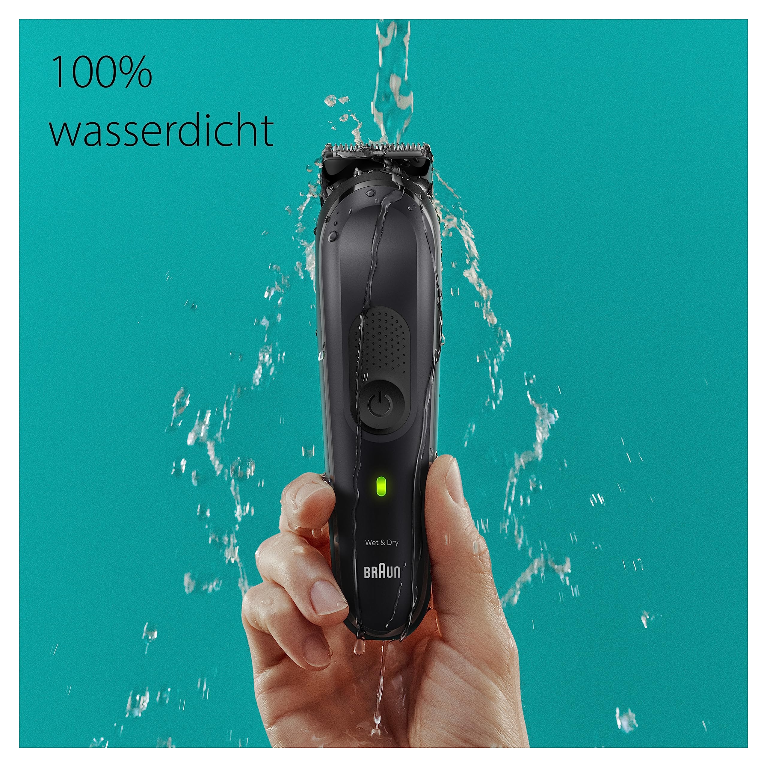 Braun All-In-One Trimmer-Set 7, 12-in-1 Multigroom, Barttrimmer, Nasenhaartrimmer, Haarschneidemaschine für Gesicht, Kopf und Körper 100 Min. Akku, 14 Längen (3–21 mm), Wasserdicht, MGK7460, Schwarz