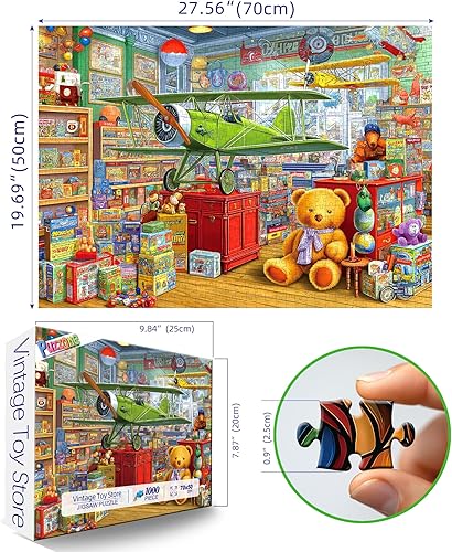 Miniatura 2 de Rompecabezas vintage de 1000 piezas para adultos, rompecabezas clásico de escena de oso y avión con letras en la parte posterior, juegos divertidos