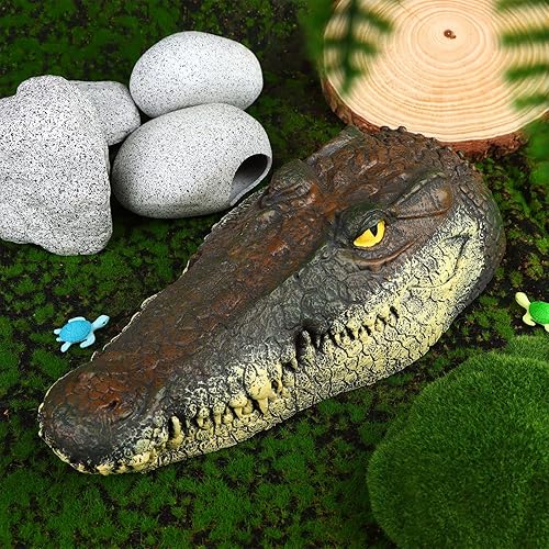 Miniatura 5 de Cabeza de cocodrilo falsa flotante para decoración de piscinas al aire libre, cabeza de caimán falsa para decoración y protección de estanques Koi,