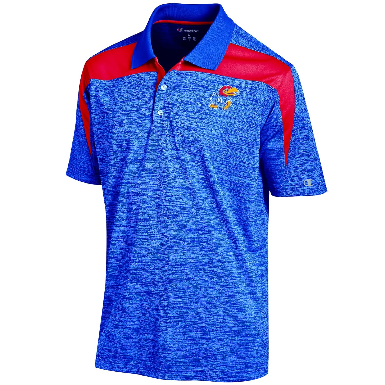 NCAA Kansas Jayhawks Men's Boosted Stripe Color Blocked Polo, Medium