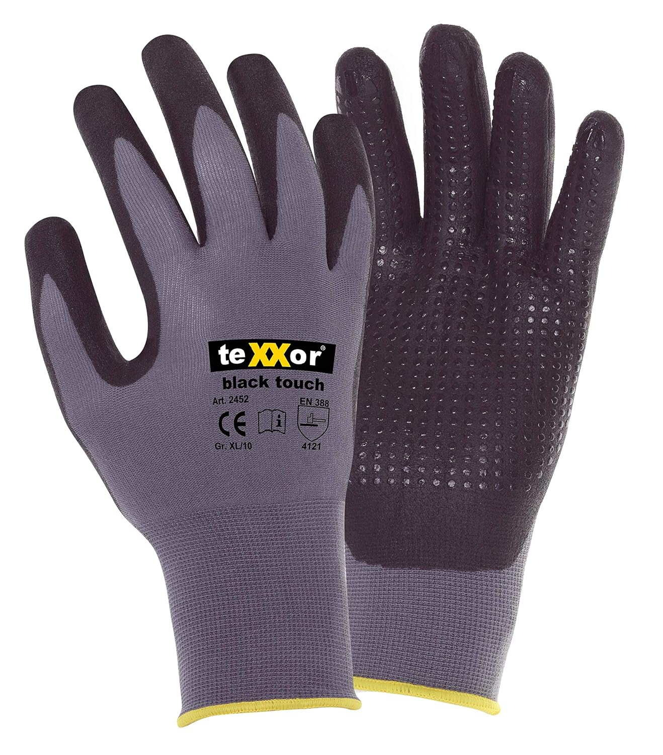 Buy teXXor® nylon-knit gloves 2450 black touch® - 8/M, grey-black