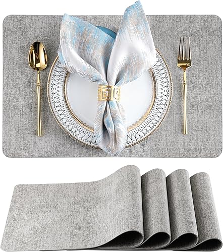 Miniatura 1 de Juego de 4 manteles individuales de 12 x 18 pulgadas, resistentes al calor, para mesa de comedor, 100% impermeables, a prueba de aceite, lavables,