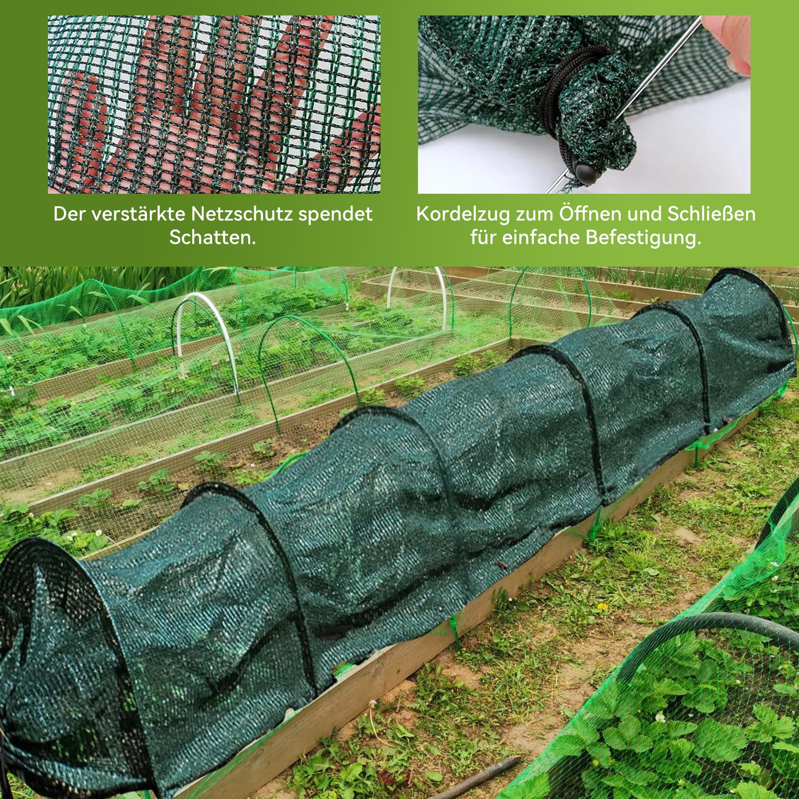 Tunnel de plantation, tunnel de jardin, pliable, 300 x 30 x 45 cm, tunnel de protection pour semis, serre avec système d'emboîtement, 6 arcs de tunnels, pour l'élevage, parterre surélevé, potager