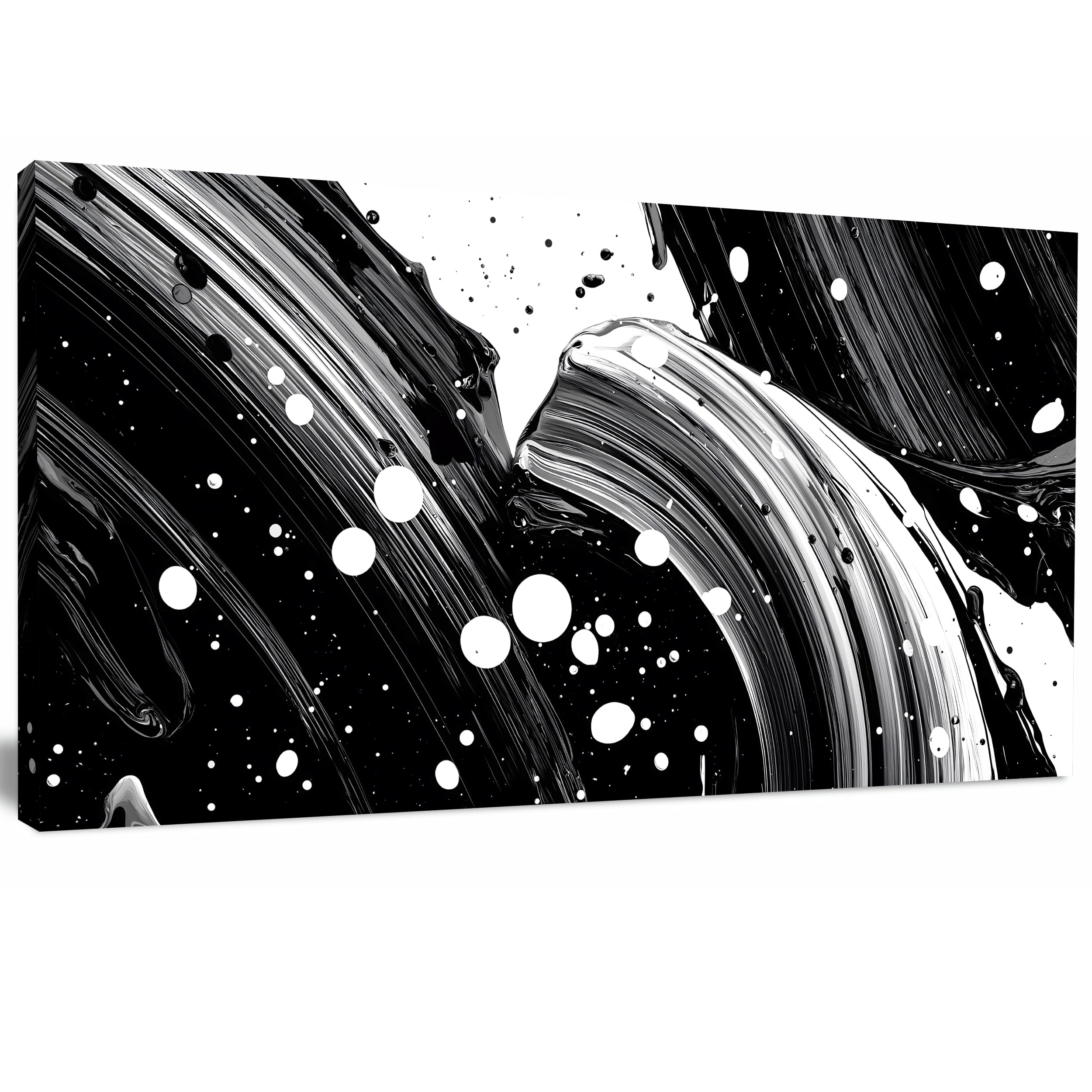 Trogonup Black Abstract Wall Art for Living Room Minimalist White Art Large Artwork for Bedroom Office Modern Canvas