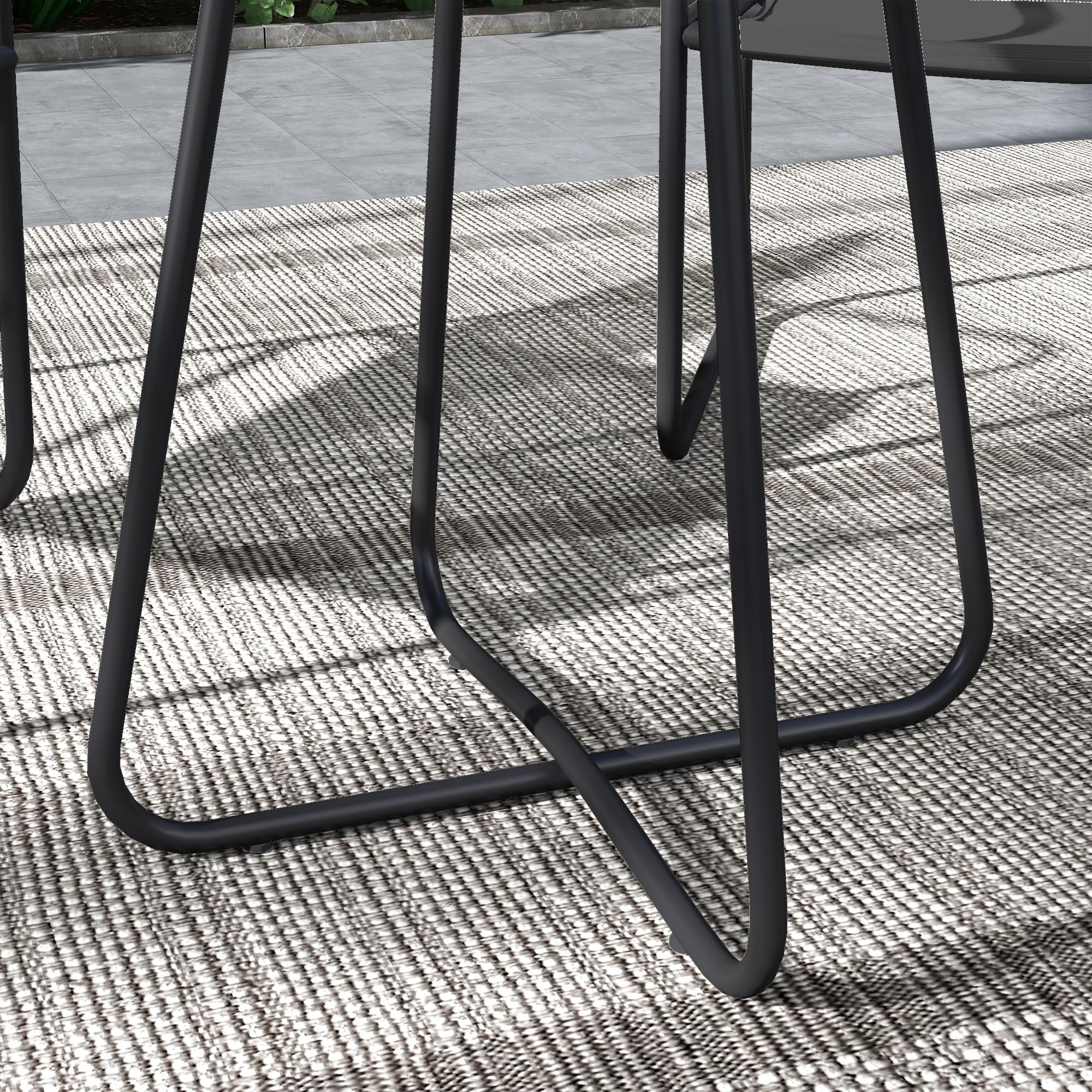 Outsunny Salon de Jardin 3 pièces, 2 fauteuils 1 table ronde, Acier, Tissu respirant, Gris