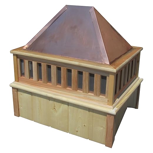 SamsGazebos Rectangle French Cupola with Copper Roof, 27"L x 20"W x 27"T, Made in USA