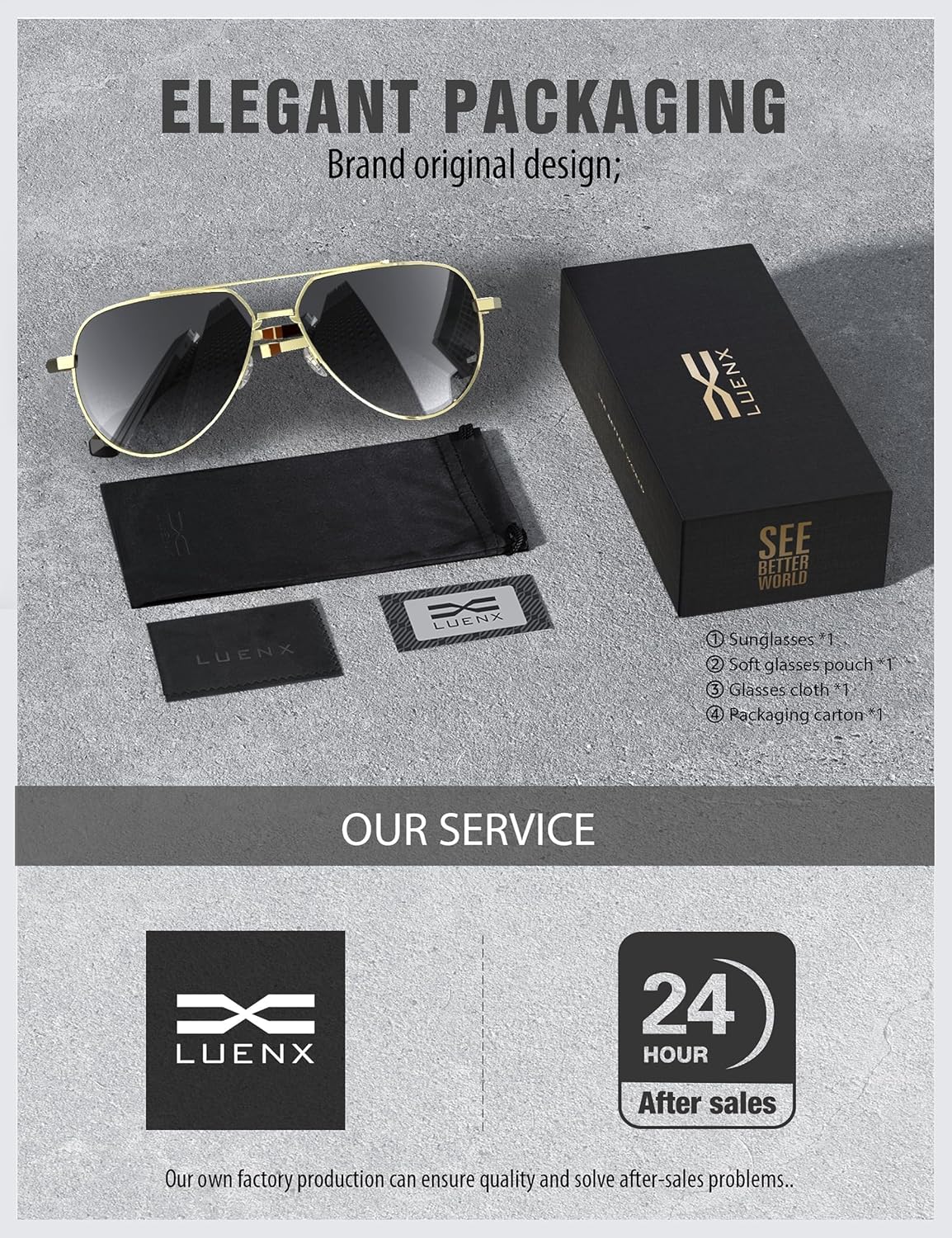 LUENX Aviator Sunglasses for Men Women Polarized Trendy Sun Shades UV 400 Protection - Image 7