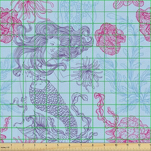 Miniatura 296 de Lunarable - Tela para amantes de perros de The Yard, patrón divertido de animales de dibujos animados en posiciones caprichosas estirando y Beige y