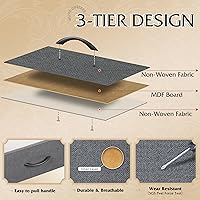 Vista 6 de WLIVE Cómoda gris para dormitorio con 10 cajones de tela, unidades organizadoras altas para sala de estar, ropa, armario, torre de almacenamiento