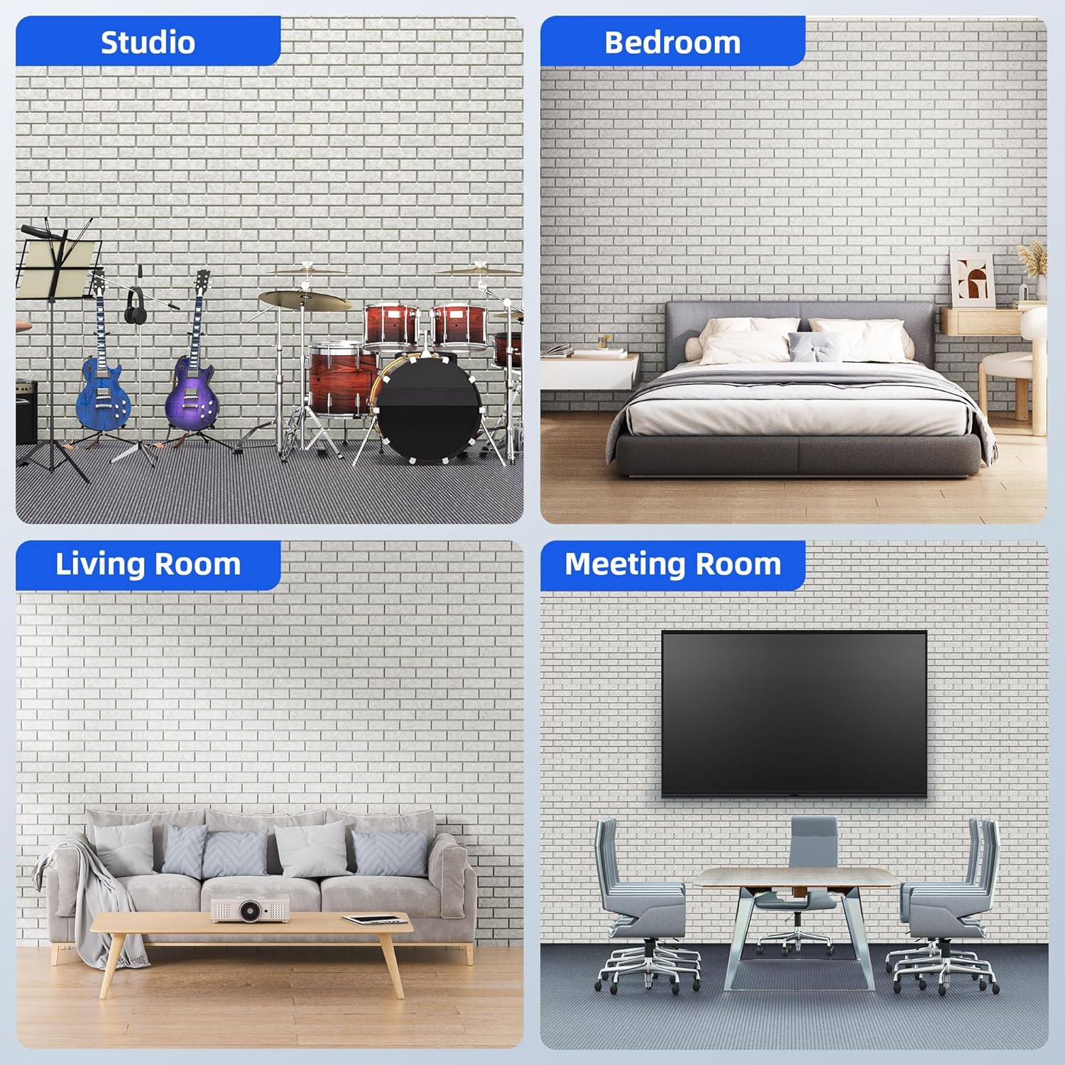 20 Pack Acoustic Panels with Self Adhesive, 12" X 12" X 0.4" High Density Sound Proof Foam Panels for Walls, Soundproof Wall Panels, Square Sound Absorbing Panels for Home Studio Office Decor - Ivory