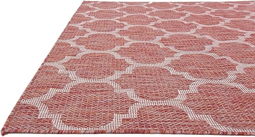 Miniatura 8 de Unique Loom Outdoor Trellis Collection Alfombra de Área (6' 1" x 9' Rectángulo, Rojo ÓxidoMarfil)