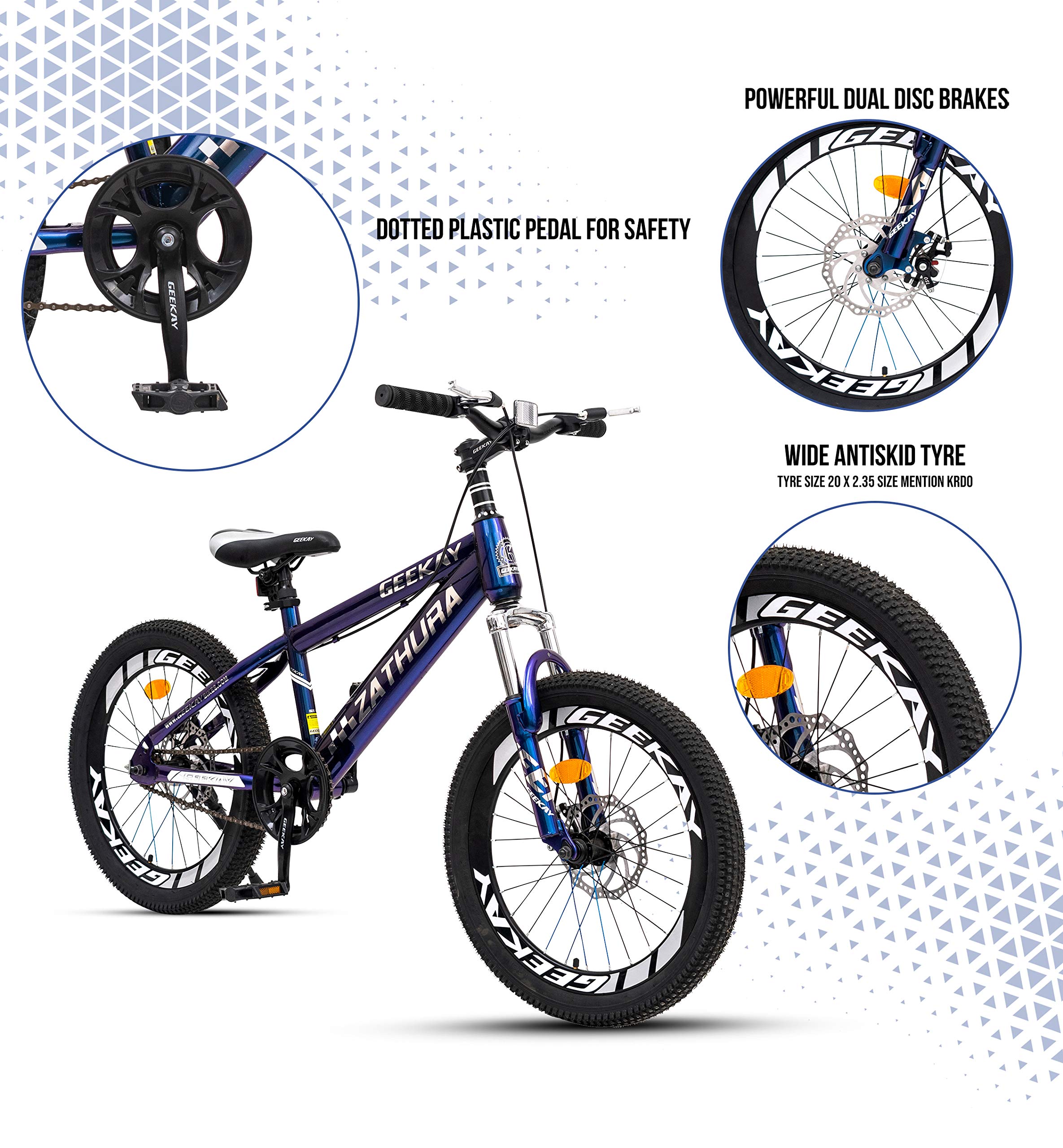 Geekay Kid's 20-inch Wheel Bmx Mountain Bike 2 Tone Sparkle