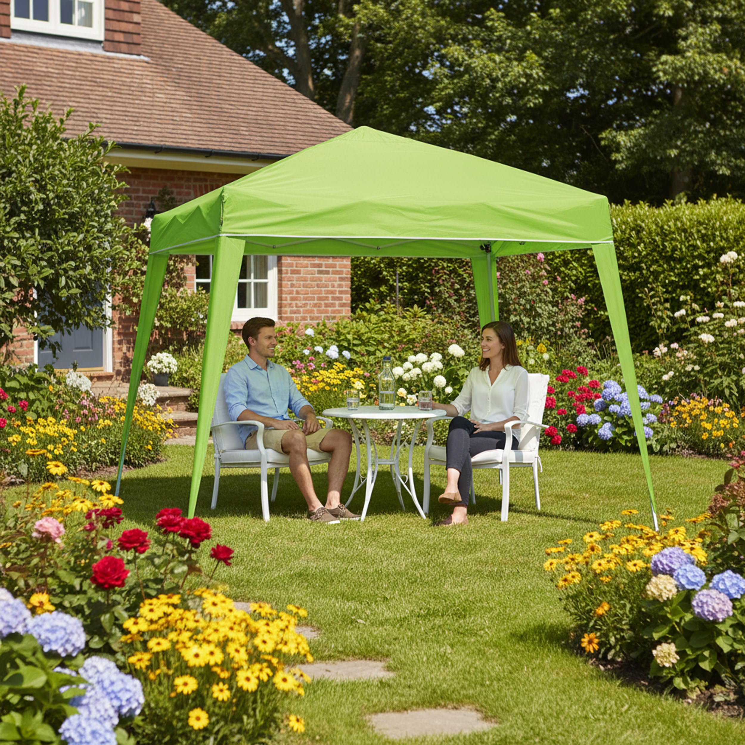 Wasabi Faltpavillon 3x3 m Wasserdicht – Garten Pavillon Stabil – Klappzelt für Garten, Terrasse, Camping und Strand – Schnellaufbau – Mit Tragetasche (Grün)