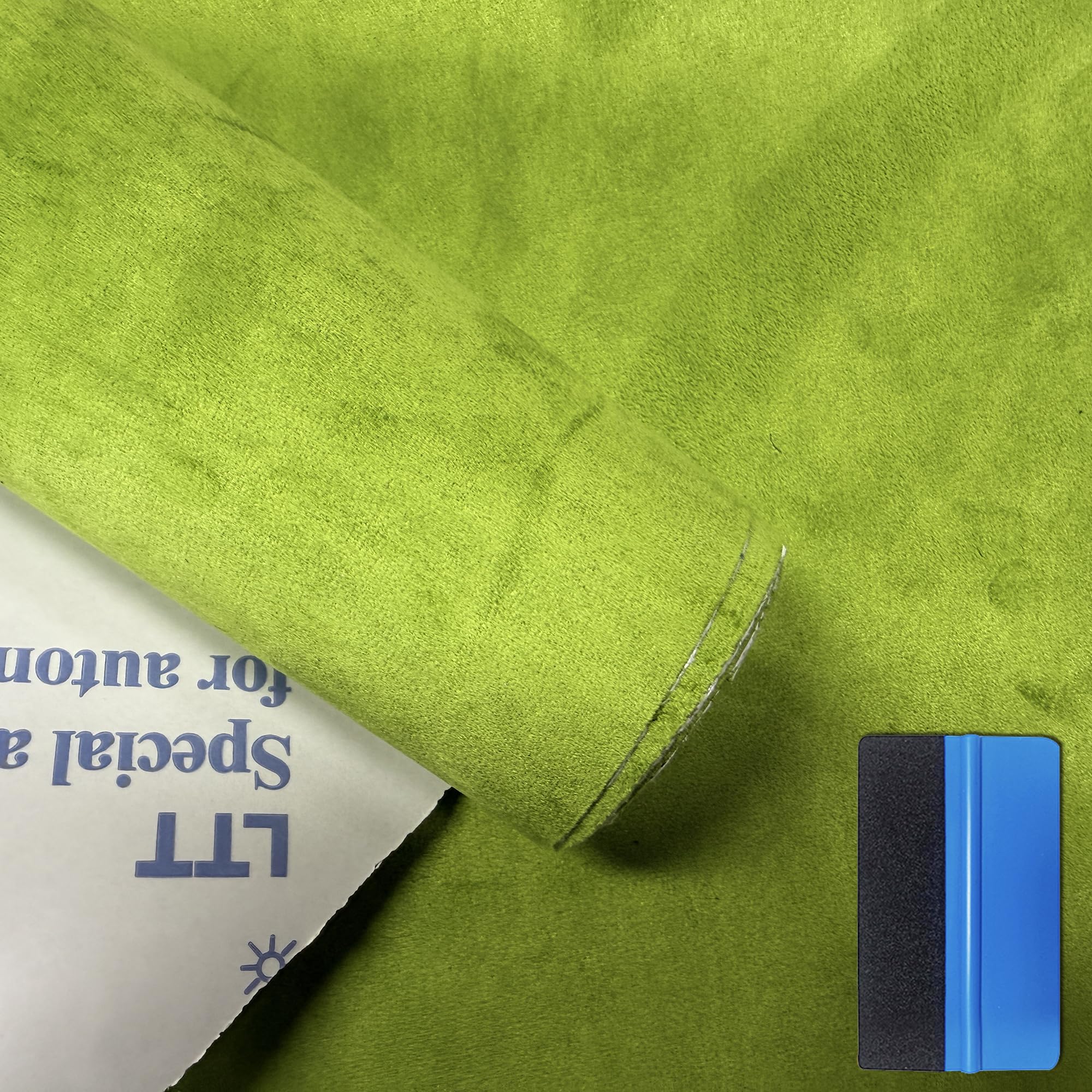 NewL Elastic Suede Self Adhesive Velvet Fabric Repair Tape DIY Car Interior Dashboard Modification Renovation Leather Roll Stickers (Light Green, 100cm x 150cm)