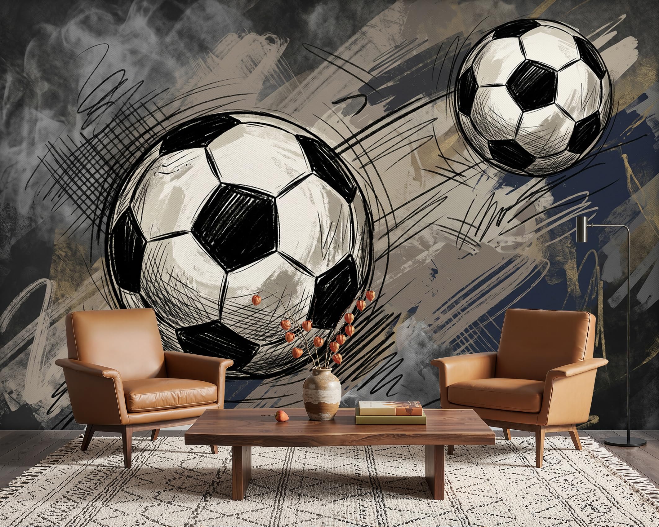 PaxGloz Football Sports Wallpaper, Graffiti Boys Wall Mural for Living Room & Bedroom Teenager Room, Non-Woven Decorative Wall Art 500x280 cm