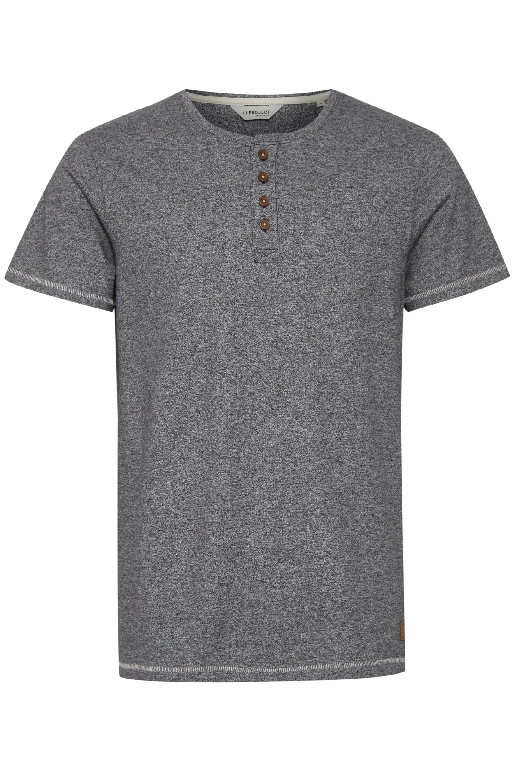 11 Project PRSietse Herren T-Shirt Kurzarm Shirt mit Grandad-Ausschnitt