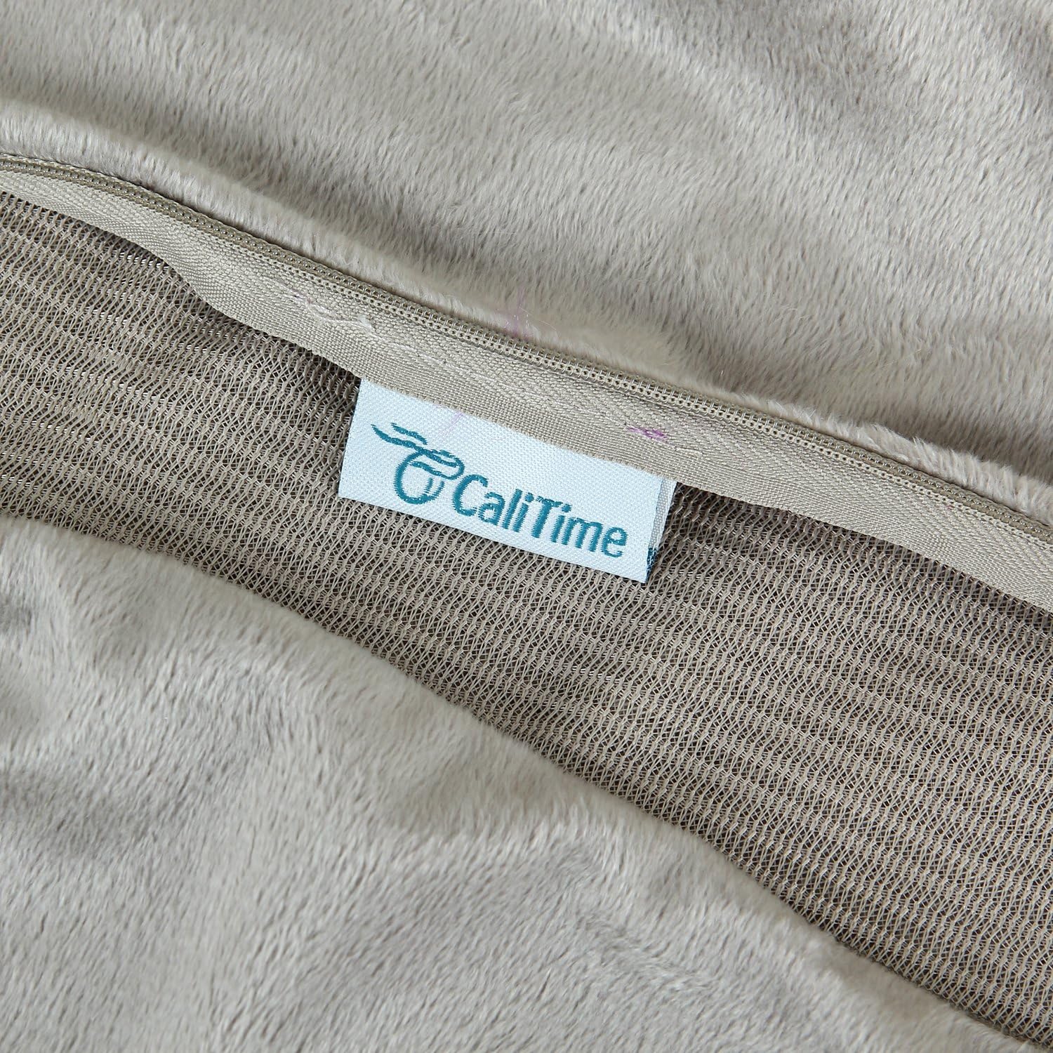 CaliTime Super Soft Throw Pillow Cover Case for Couch Sofa Bed Solid Plush Faux Fur 18 X 18 Inches Simply Taupe