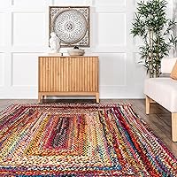 Vista 8 de nuLOOM Tammara - Alfombra bohemia trenzada a mano, 3 x 5 pies, multicolor, ovalada