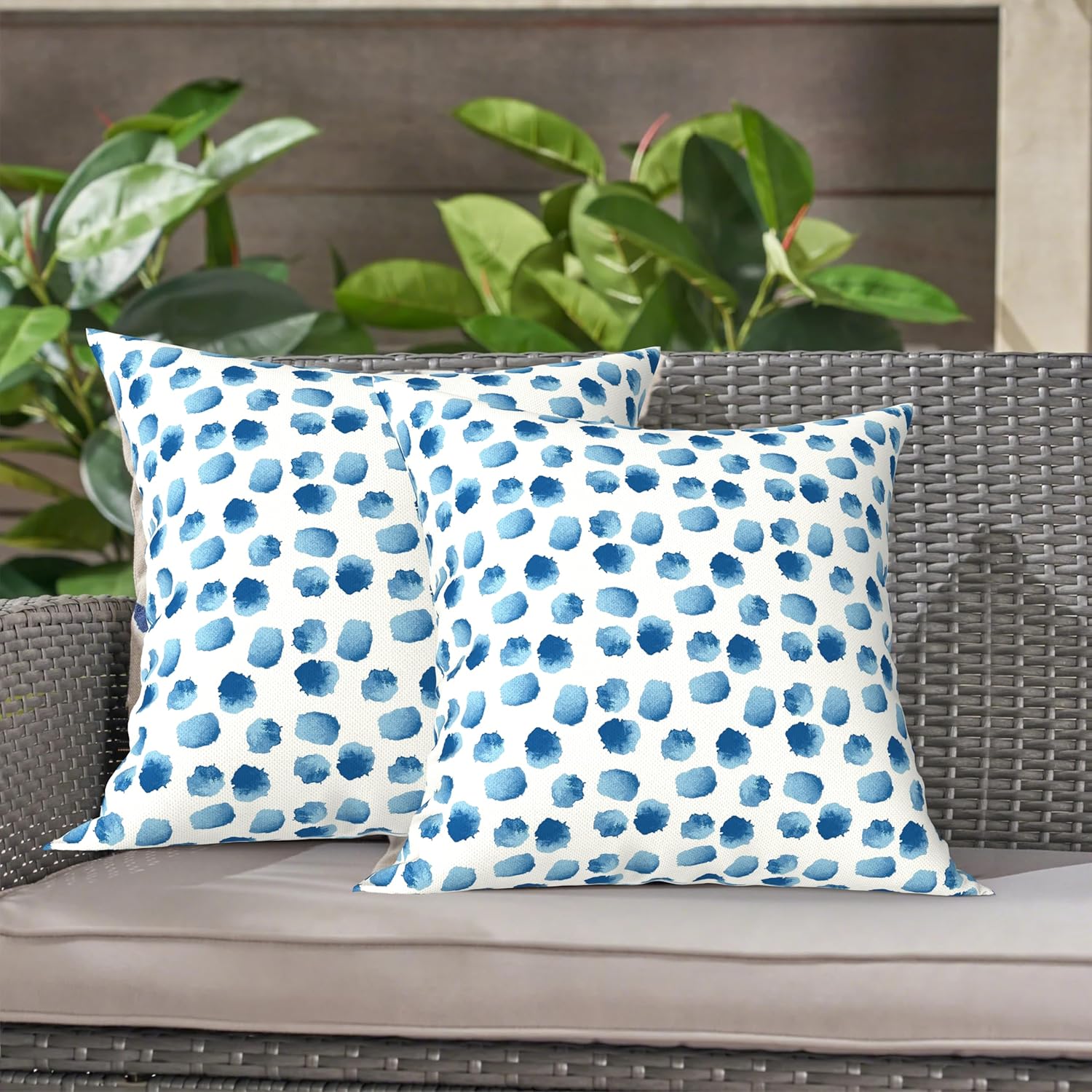 LVTXIII Outdoor Throw Pillows, Decorative Throw Pillows with Inserts, 16"x16" Square Pillows for Bed, Couch, Sofa and Patio Furniture, Set of 2, Brush Blue