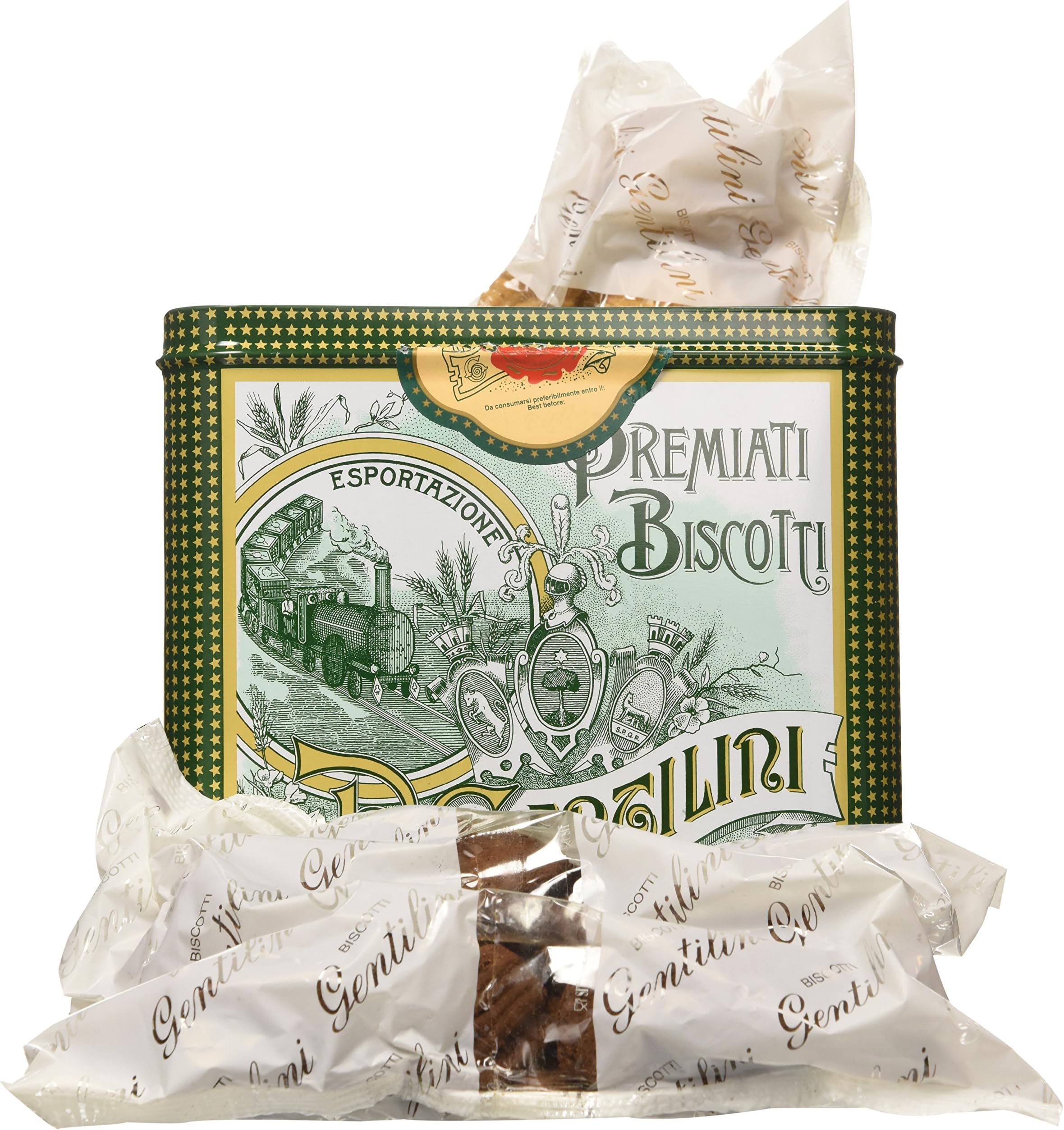 Gentilini The Classic Italian Biscottiera Cookie Tin Box 2.2 Pound - Pack of 2